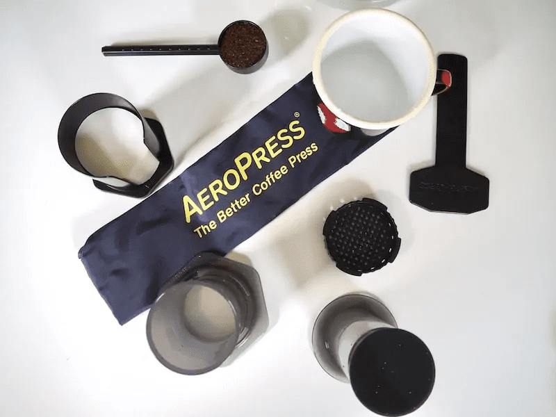 AeroPress coffee brewing setup