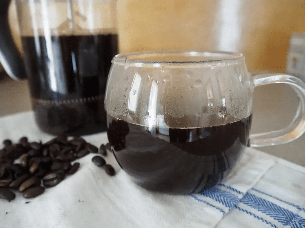 delicious French press brewed coffee